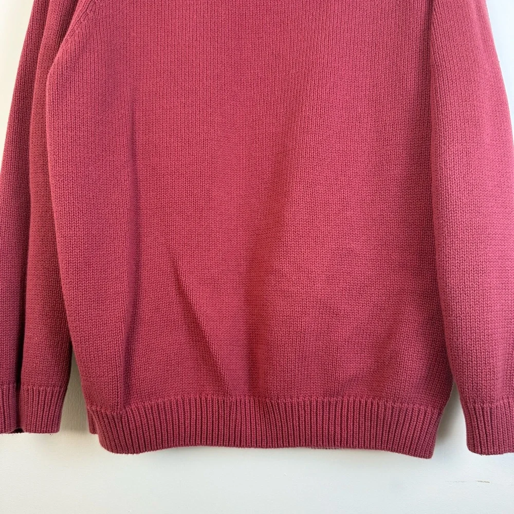Reel Legends Men Maroon V-Neck Sweater Fisherman 100% Cotton‎ Ribbed Knitwear XL